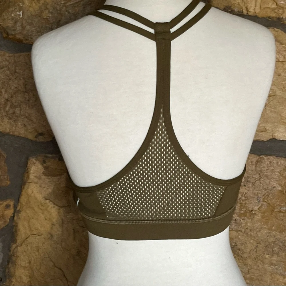 Like New!! Women's Zyia Active Olive Green Grid Sports Bra - Size Large - Picture 9 of 16